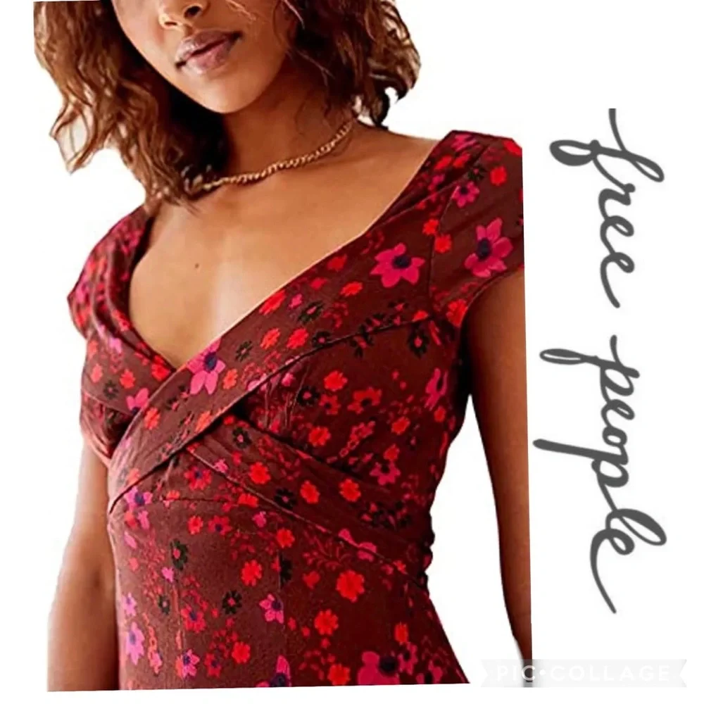 Free People “It Takes Two” Wrap Dress in Plum Combo Mini Dress (M) - Picture 4 of 11